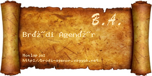 Bródi Agenór névjegykártya